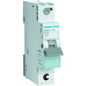 Hager MBS116 Leitungsschutzschalter 1-Polig, 6kA, B-Charakteristik, 16A, Quick Connect, 1 Modul