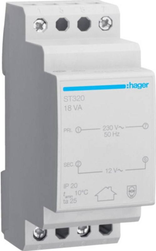 Hager ST320 Veiligheidstransformator 12 V 1.5 A