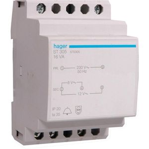 Beltransformator - 230 V / 8 V en 12 V - 16 VA - Thermische Schakelaar