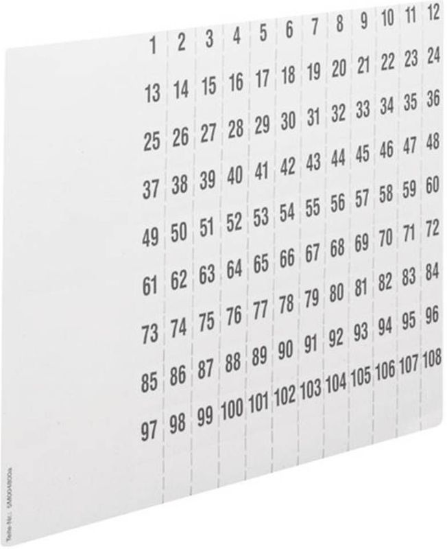 Hager ZZ90C Beschriftungsbögen Nummerier.1-108