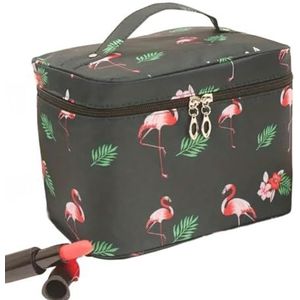 Make Up Bag Travel Makeup Bag Waterproof Portable Women'S Cosmetic Bag Large Capacity Toilet Storage Cosmetic Box Washing Bag-Black Flamingo-22X16.5X16Cm