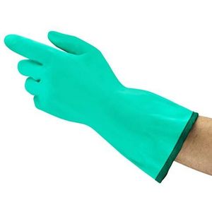 Ansell AlphaTec 37-340 Nitril-handschoenen, handschoenen voor bescherming tegen chemicaliën en vloeistoffen, werkhandschoenen, herbruikbaar, groen, maat XL, 12 paar