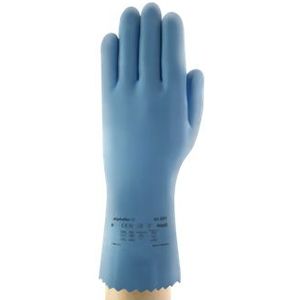 Ansell Alphatec 62-201 Latex Disposable Handschoenen,Chemische En Mechanische Bescherming, Comfort En Flexibiliteit Hoog, Hoogwaardige Handschoen Van Één Gebruik, Industriële Epi, Blauw, Xl (12 Paren)
