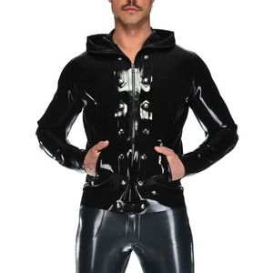 Latex Rubber Gummmi Zwarte jas Hoodie rollenspel partij hand aangepast 0,4 mm Cool