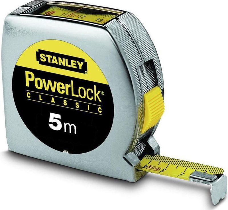 Stanley - 0-33-932 Rolmaat - 5m X 19mm - Verchroomde Behuizing - Schokvast ABS