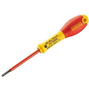 Stanley 0-65-411 geïsoleerde schroevendraaier met sleuf, 3,5 x 75 mm, FatMax-serie, professioneel gebruik, lemmet van staal, corrosiebestendige polyamidelaag, soft-grip handgreep