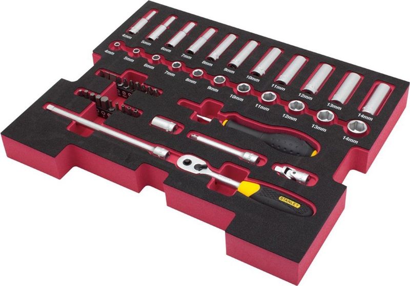 Stanley FatMax T-STAK Einlage 48piece 1/4 Set, Steckschlüssel-Satz, 1/4 Zoll, Metrisch, 11 Kopf/Köpfe, 4,5,6,7,8,9,10,11,12,13,14 mm