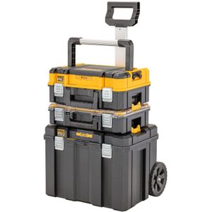 Dewalt DWST83411-1 3-delige TSTAK-set - Koffer met grote capaciteit, opberger en mobiele gereedschapskist - IP54 - TAG TOOL CONNECT-sleuf - Gereedschapsbak - Capaciteit 50 kg,Meerkleurig