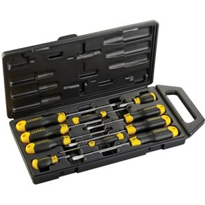 STANLEY 2-65-014 Cushiongrip Schroevendraaierset - 10-delig - Inclusief Opbergbox