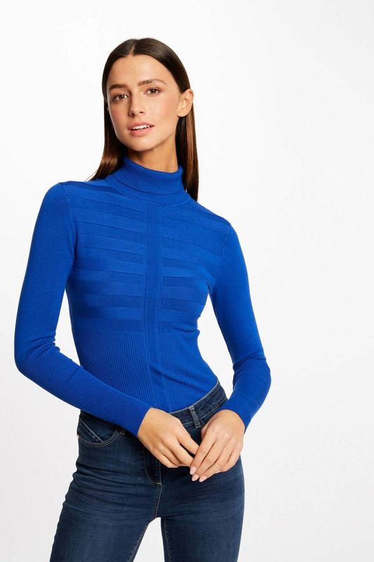 MORGAN - Trui - Koningsblauw - Viscose - Fijn Tricot met Rolkraag