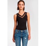 Morgan - Singlet - Transparante Stof - V-Hals - Ritssluiting Achterkant