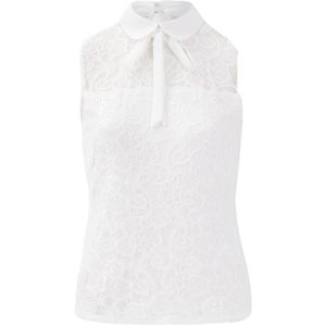 Morgan - Kanten Top - Zwart - Mouwloos - Blousekraag met Strik