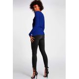 Morgan geribde longsleeve met rits blauw