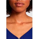 Morgan geribde longsleeve met rits blauw