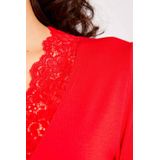 Shirt - TRACY - Effen - Jersey - V-hals - Lange Mouw - Aansluitende Pasvorm