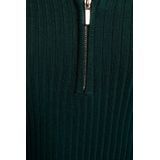 Morgan geribde longsleeve met rits groen