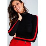 MORGAN - Trui - Zwart/Rood - Viscose - Lange Mouwen - Rolkraag