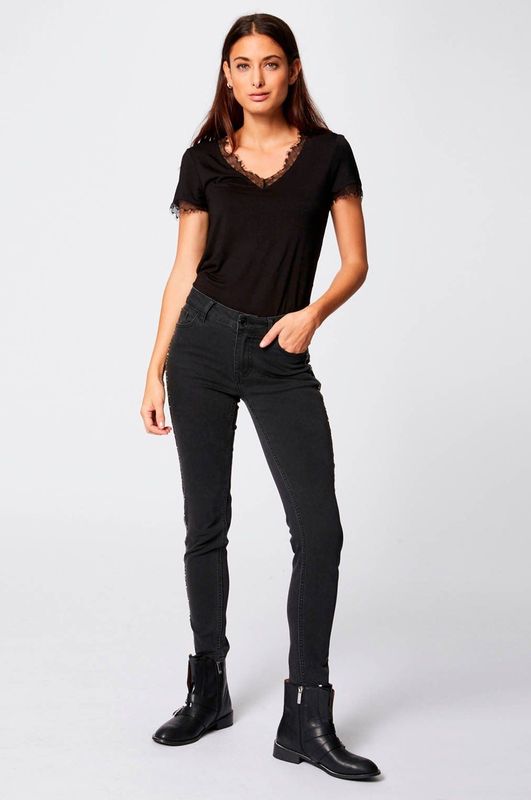 Shirt - Effen - T-shirt - V-hals - Kwartmouw - Normale Pasvorm