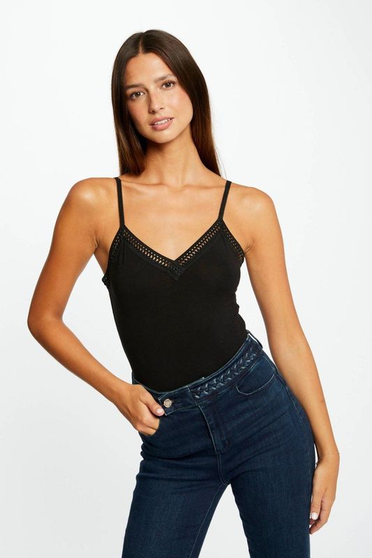 Morgan - Barba - Tanktop - Zwart - Nauwsluitende Pasvorm, Smalle Verstelbare Bandjes