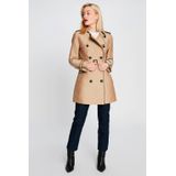 MORGAN - Halflange Trench - Beige - 50% Polyester, 43% Katoen, 7% Polyamide
