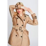 MORGAN - Halflange Trench - Beige - 50% Polyester, 43% Katoen, 7% Polyamide