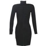 Morgan - Aansluitende Jurk - Zwart - Viscose - Lange Mouwen - Rolkraag