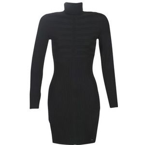 Morgan - Aansluitende Jurk - Zwart - Viscose - Lange Mouwen - Rolkraag