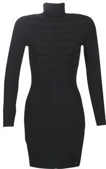 Morgan - Aansluitende Jurk - Zwart - Viscose - Lange Mouwen - Rolkraag