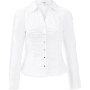 Morgan - Blouse - Wit - Met Plooien - Katoenmix - Lange Mouwen