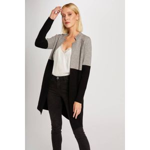 MORGAN - Lange Bicolor Vest - Zwart/Grijs - Viscose