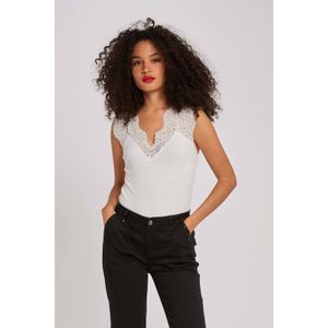 Morgan - Semi-transparante Top - Gebroken Wit - Kanten Details