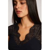 Morgan - Semi-transparante Top - Marine - Met Kant