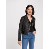 Morgan - Imitatieleer Jack - Zwart - Lange Mouwen - Reverskraag