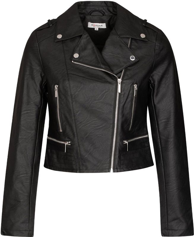 Morgan - Imitatieleer Jack - Zwart - Lange Mouwen - Reverskraag