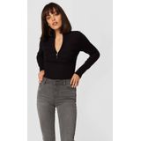 MORGAN - Trui - Zwart - Viscose - Opstaande Kraag en Rits