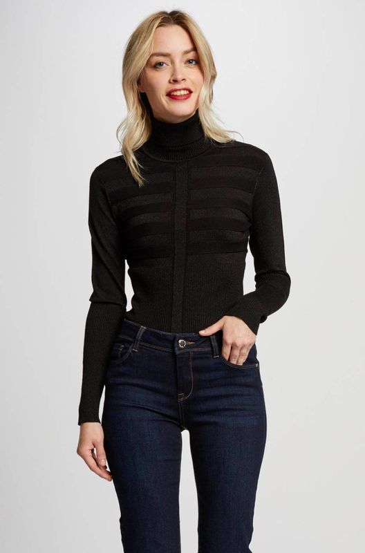 Morgan Fijngebreide Trui met Textuur Zwart