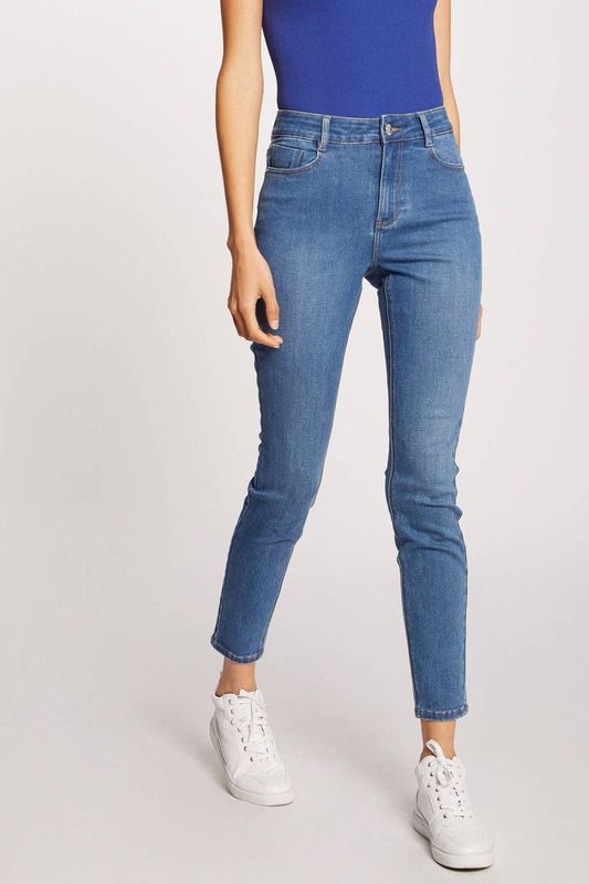 Morgan - Cropped High Waist Skinny Jeans - Blauw - Denim