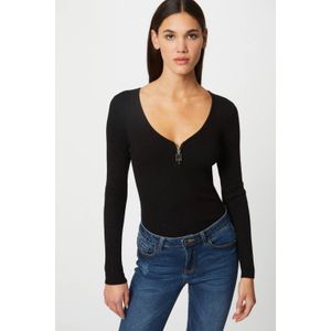 Morgan Ribgebreide Longsleeve Zwart
