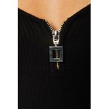 Morgan - Ribgebreide Top - Zwart - Lange Mouwen