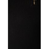 Morgan - Ribgebreide Top - Zwart - Lange Mouwen