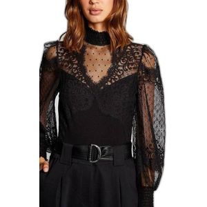 MORGAN - Body - Zwart - Viscose - Lange Mouwen met Opstaande Kraag