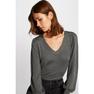 MORGAN - Trui - Antraciet Grijs - Fijn Tricot - V-hals