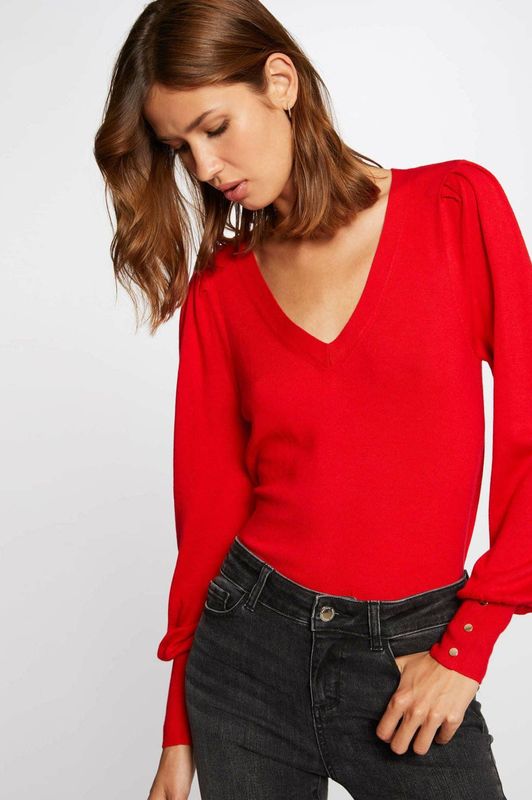 Morgan - Trui - Rood - Ecodownmix - V-hals - Lange Mouwen