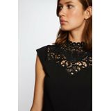 Morgan - Top - Zwart - Mouwloos - Katoenmix - Kanten Boord