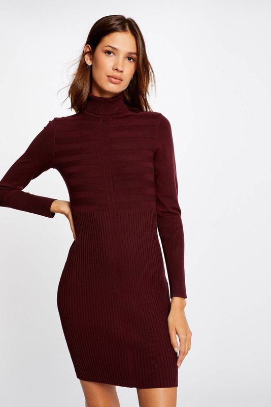 Morgan - Trui-jurk - Roze - Fijn Tricot - Opstaande Kraag