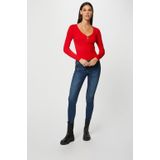 Morgan - Ribgebreide Top - Rood - Lange Mouwen