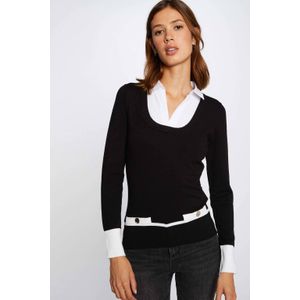 MORGAN - Trui - Zwart - Fijn Tricot met Polokraag