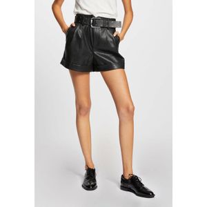 Morgan Imitatieleren High Waist Loose Fit Korte Broek Zwart