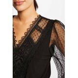 T-shirt - Lange Mouwen - V-hals - Kanten Detail