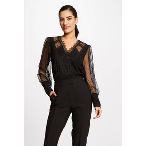 T-shirt - Lange Mouwen - V-hals - Kanten Detail